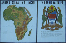 Mural extract - Map of Africa and Tanzanian coat of arms