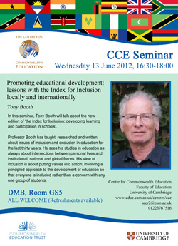 Tony Booth seminar poster