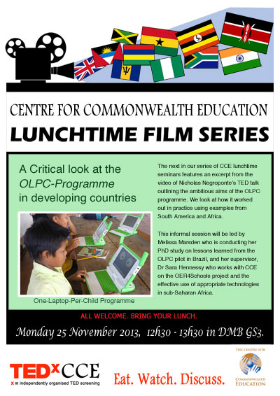Image of flyer for Lunchtime film series 25 November on OLPC Programme