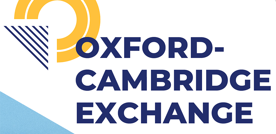 OCE logo - Two concentric circles intersected by a chevron triangle and the words Cambridge Oxford Exchange