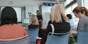 Graduate student presents to Faculty researchers