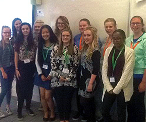 Photo of 12 Year 12 students on the Sutton Trust Course at the Faculty of Education Cambridge