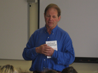 Michael Morpurgo gives a talk to third year education undergraduates