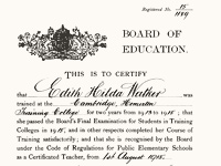 Education Certificate early twentieth century