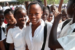 Girls in school yard, Sierra Leone