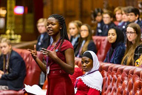 Girl talking in parliamentary debate
