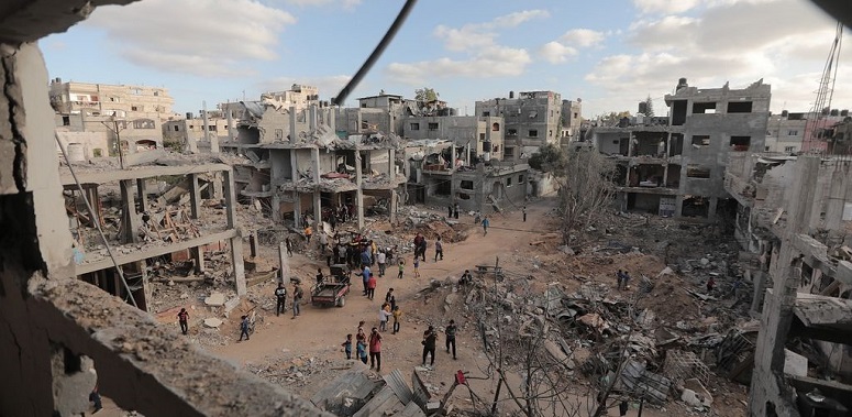 Bombed houses in Gaza