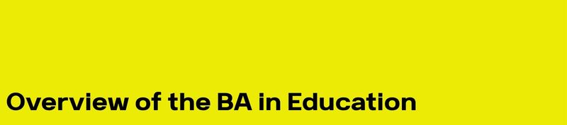 Overview of the BA in Education