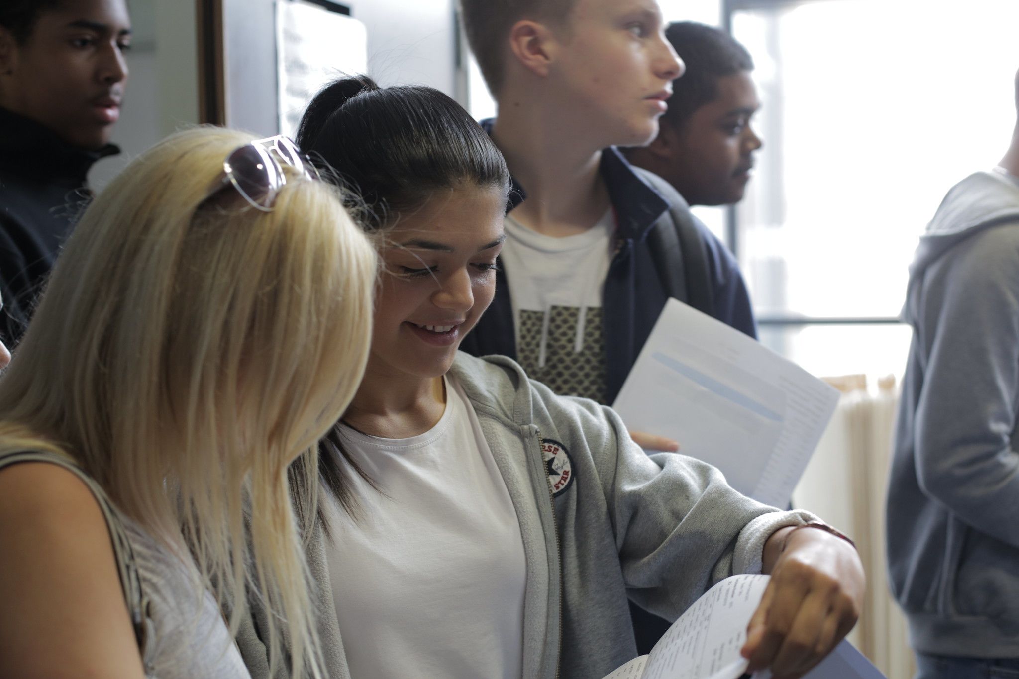 Pupils collecting GCSE results