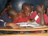 Boys at desk, Zambia