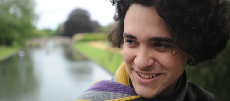 student on bridge