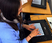 Student on Ableton push device