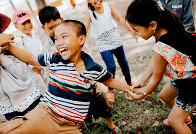 children playing and laughing