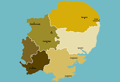 East Anglia map