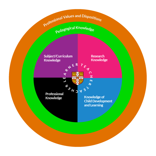 The diagram shows the 6 Primary PGCE Curriculum Strands