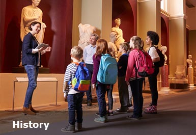 a school class on a visit to a museum