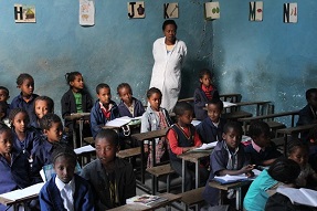 Teacher in a rural classroom Ethiopia
