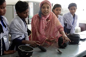 Girls in science class, Bangladesh