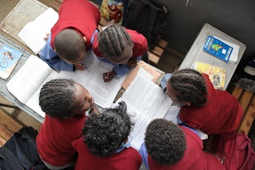 Students in Ethiopia learn together in class