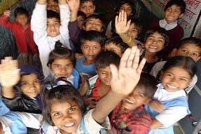 Primary school children in Madhya Pradesh, India