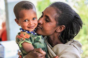 Mother and child at Megab Health Center