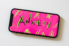 Anxiety handlettering on a smartphone screen