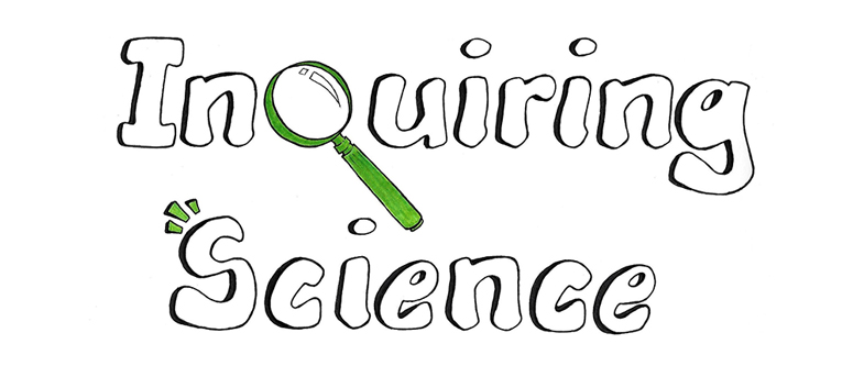 The image is of the project logo, which comprises the words Inquiring Science. The q of the word science is represented by a magnifying glass